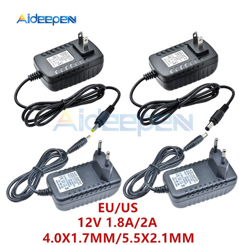 Fuente de alimentación de adaptador de corriente DC 12V 1,8a 2A, enchufe Americano/europeo de 1,7mm x 4,0, interfaz de 5,5x2,1mm, CA de 100-240V, entrada de 50/60Hz, longitud de línea de 1M ► Foto 1/6