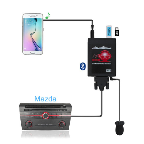 Moonet-Adaptador de MP3 para coche, dispositivo manos libres estéreo con Bluetooth, USB/AUX, 3,5mm, CD, compatible con Mazda3/5/6, MPV, CX-7, RX-8, QX992 ► Foto 1/6