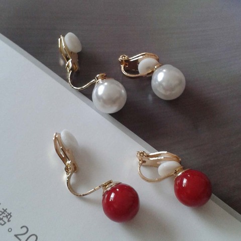 JIOFREE-pendientes de perlas de imitación para mujer, pendientes sencillos sin perforación, joyería elegante ► Foto 1/6