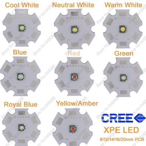 5x3 W Cree XPE XP-E de alta potencia LED emisor diodo blanco neutro blanco frío blanco cálido rojo verde azul real amarillo con PCB ► Foto 1/1