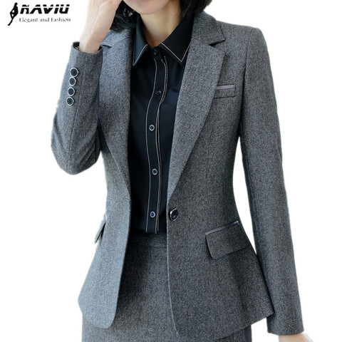 Otoño Invierno negocios blazer mujer moda ropa formal entrevista manga larga delgada chaqueta Oficina señoras trabajo más tamaño abrigo ► Foto 1/1