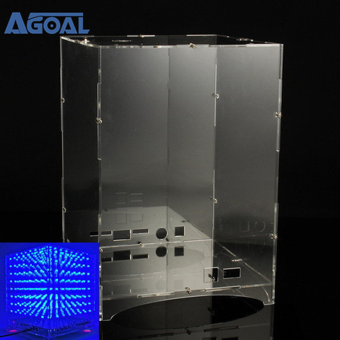 Carcasa de acrílico transparente para casa, carcasa con soporte para cubo LED de 8x8x8, luz 3D, cuadrado, azul, Kit DIY electrónico LED ► Foto 1/5