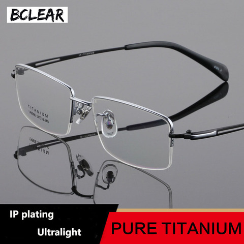 BCLEAR-gafas graduadas con montura de titanio para hombre, gafas de óptica, clásicas, de medio Marco, de alta calidad ► Foto 1/5