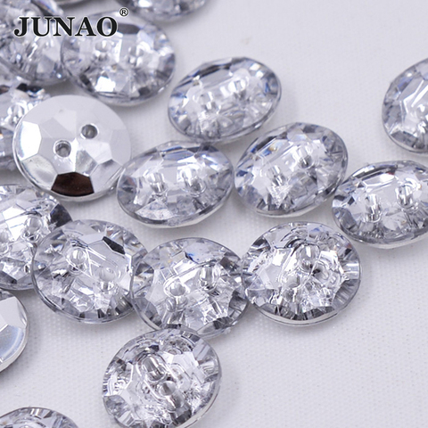 JUNAO-diamantes de imitación redondos para costura, botones acrílicos de 13mm, redondos, con respaldo plano, para decoración de ropa, 100 Uds. ► Foto 1/1