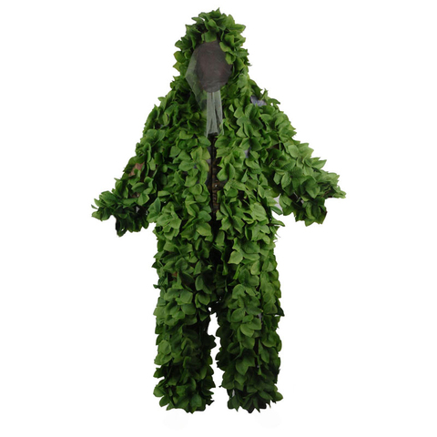 Traje Ghillie de camuflaje militar Woodland, malla transpirable + hojas verdes, ropa de francotirador para caza en el bosque, trajes de francotirador Ghillie ► Foto 1/6
