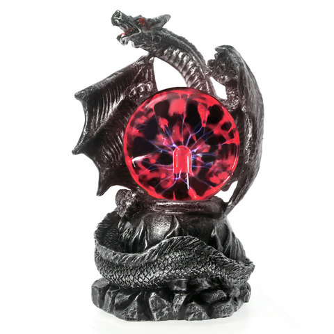 Figura de dragón guardián Medieval, eléctrica Bola de Plasma, ornamento gótico, iluminación de Noche de Brujas, estatua de dragón místico ► Foto 1/6