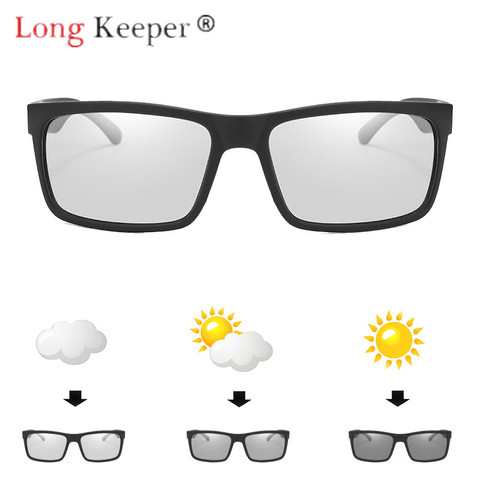 Gafas de sol de larga duración para hombre y mujer, lentes fotocromáticas polarizadas con decoloración cuadrada, de policarbonato, con protección UV400 ► Foto 1/6