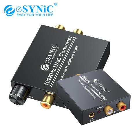 ESYNiC-Convertidor de Audio para auriculares, convertidor Digital Coaxial Toslink a RCA analógica R/L 192mm, 3,5 kHz, 96kHz S/PDIF DAC ► Foto 1/6