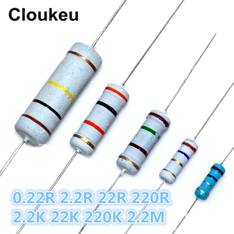 1/8W 1/4 W/1/2 W 1W 2W 3W 5W 1%, 5% anillo de Color resistencia 0.22R 2.2R 22R 220R 2,2 K 22K 220K 2,2 M Ohm ► Foto 1/6