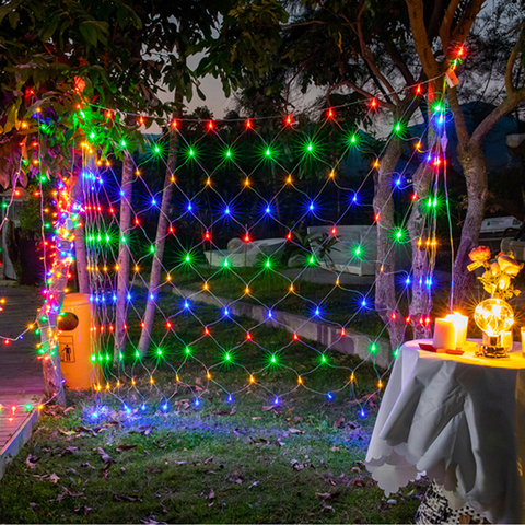 Cadena de malla de iluminación Led para ventana, 2x2M, 3x2M, 6x4M, guirnalda para ventana, cortina, luz de hadas navideña, decoración para fiesta de boda ► Foto 1/6