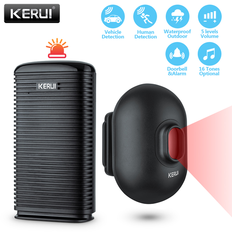 KERUI DW9, alarma de seguridad inalámbrica para entrada, Detector de movimiento PIR a prueba de agua, garaje, bienvenida, alarma antirrobo, sistema de seguridad Patrol ► Foto 1/6