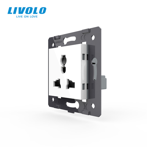 Livolo – Enchufe multifunción de pared de 3 pines. VL-C7-C1C-11/12, Toma de corriente estándar europeo de 3 pines, color blanco y negro ► Foto 1/5