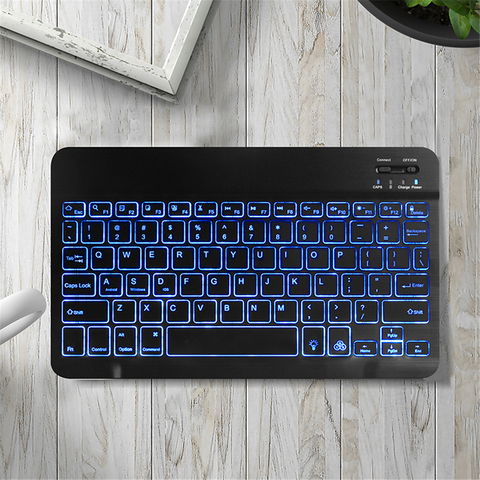 Teclado ruso, español, teclado inalámbrico Bluetooth, Ultra delgado, 7 colores, retroiluminado con LED, para iPad mini 7,9, para Android, Windows ► Foto 1/6