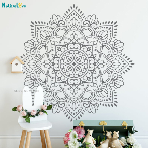 De gran tamaño Mandala de pared arte etiqueta engomada de vinilo calcomanía Home decoración meditación arte de Yoga bohemio extraíble decoración YT3960 ► Foto 1/3