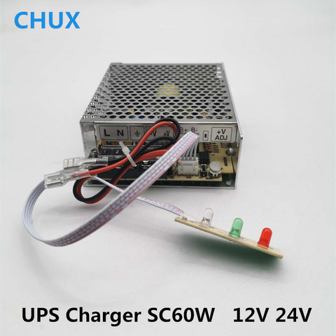 CHUX UPS-fuente de alimentación con modo de conmutación, 12v, 24v, 60w, SC60W, conector externo, UPS, carga de función, LED ► Foto 1/5