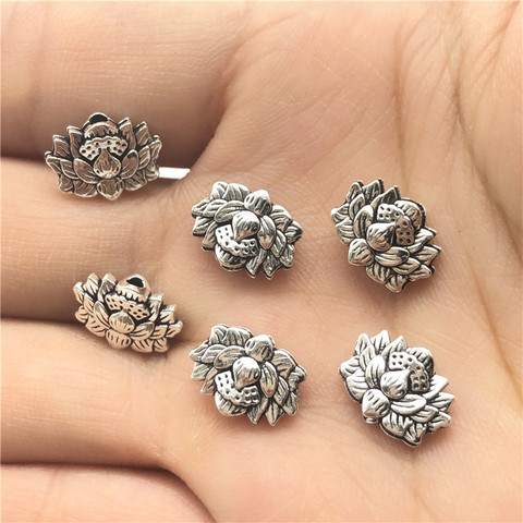 Cuentas perforadas de flor de loto conectadas para fabricación de joyas, accesorios de pulsera hechos a mano, collar, 30 Uds., venta al por mayor ► Foto 1/6