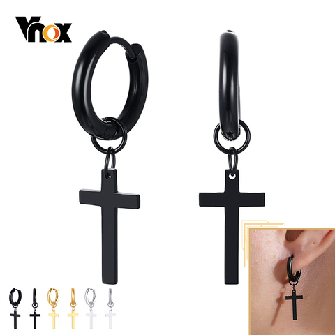 Vnox-pendientes colgantes de Cruz de acero inoxidable para hombre y mujer, aretes pequeños, estilo minimalista, antialergias ► Foto 1/6