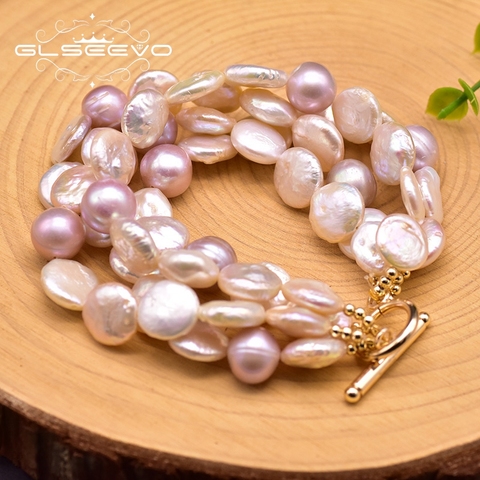 GLSEEVO-pulsera multicapa de perlas barrocas de agua dulce Natural para mujer y niña, joyería fina Bohemia para fiesta GB0194 ► Foto 1/6