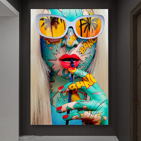 Grafiti abstracto arte lienzo pósteres e impresiones artísticos de mujer de lona de arte pinturas en la pared de la calle imágenes artísticas ► Foto 1/6
