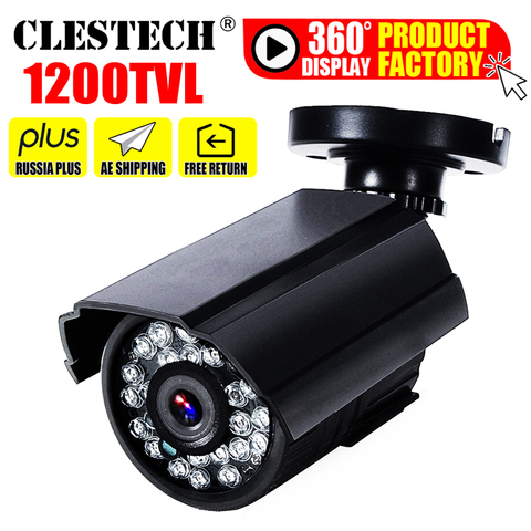 Mini HD Cctv CÁMARA DE 1200TVL/impermeable al aire libre IP66 de la visión nocturna IR CMOS analógica color Casa de vigilancia de seguridad de soporte ► Foto 1/6