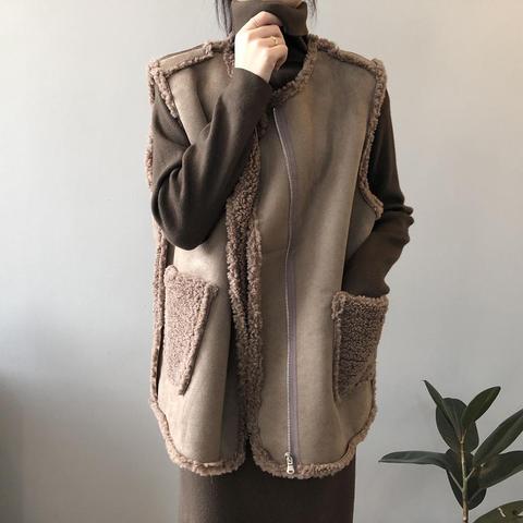 Chaleco de pelo de oveja para mujer, chaqueta de ante de piel suelta de estilo coreano, parkas sin mangas, otoño e invierno, 2022 ► Foto 1/6