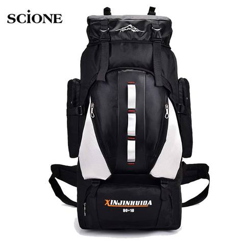 Bolsa grande de nailon impermeable para hombre y mujer, mochila de acampada, bolsas para exterior, senderismo, Camping, escalada, pesca, XA769A, 100 litros ► Foto 1/6