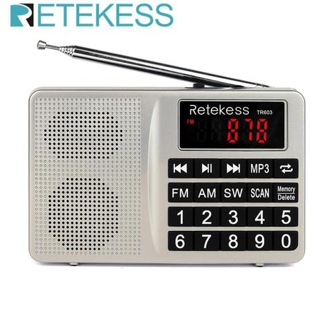 RETEKESS TR603 receptor de Radio FM Radio de onda corta USB Mp3 Digital Tuning receptor soporte TF tarjeta con batería recargable ► Foto 1/6