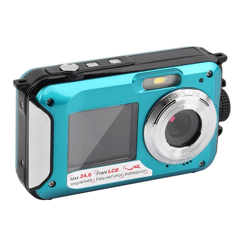Cámara Digital subacuática de doble pantalla grabadora de vídeo para Selfie, resistente al agua, antivibración, 1080P, Full HD, tarjeta TF de 2,4 MP, 32GB, Zoom de 16X ► Foto 1/6