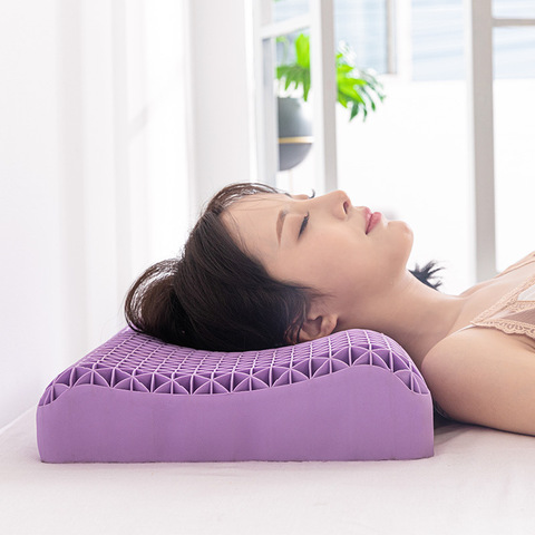 Almohada ortopédica de alta elasticidad para el cuello, protección para el dolor de hombros, almohadas cervicales para dormir, color morado, sin presión, novedad ► Foto 1/6