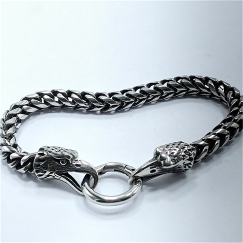 Pulsera vikinga de acero inoxidable para hombre, joyería vikinga de acero y titanio con cabeza de Odín, águila vikinga ► Foto 1/4