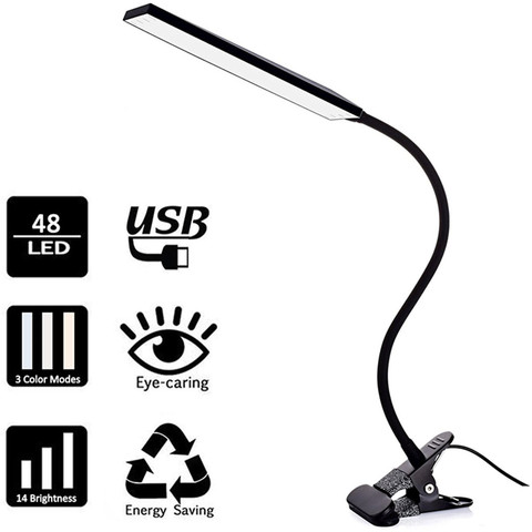 KEXIN-Lámpara de escritorio con Clip LED, 48W, 3 modos, 14 brillos, atenuador de Cable de 2M, 14 niveles, lámpara de mesa con abrazadera ► Foto 1/6