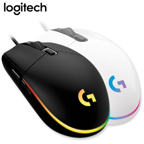 Logitech-ratón óptico G102 LIGHTSYNC/PRODIGY G203 para videojuegos, 8000DPI, 16,8 M, Color personalizado, 6 botones, con cable, blanco y negro, Original ► Foto 1/6