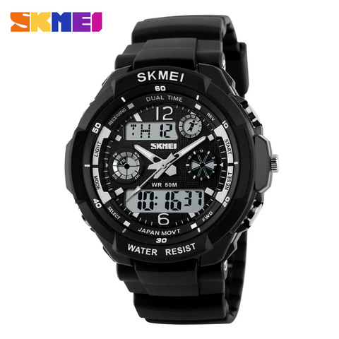 SKMEI-reloj Digital deportivo para hombre y niña, resistente a los golpes, de cuarzo, LED, de pulsera, resistente al agua ► Foto 1/6