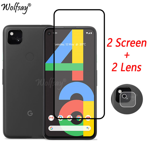 Funda completa templada de vidrio para Google Pixel 4a Protector de pantalla para Google Pixel 4a cámara de vidrio para Google Pixel 4a vidrio 5,81