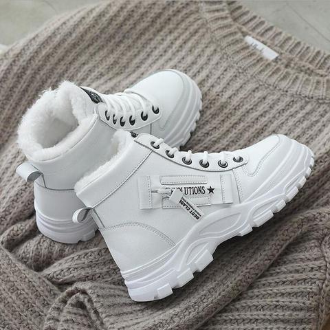 Botas de nieve de invierno para mujer, zapatos informales de alta calidad, resistentes al agua, cálidos, blancos y negros, 2022 ► Foto 1/6