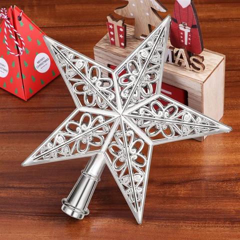 20CM parte superior del árbol de Navidad estrella ahuecado-hacia fuera parte superior del árbol de Navidad estrella brillante brillo parte superior del árbol de Navidad por decoraciones de Navidad ► Foto 1/6