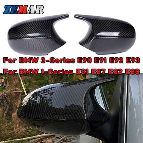 Cubiertas de espejo retrovisor lateral para BMW, cubiertas de carbono/Negro/blanco de repuesto para BMW E90 E91 E92 E93 E81 E87 E82 E88 3 1 Series M, accesorios ► Foto 1/6