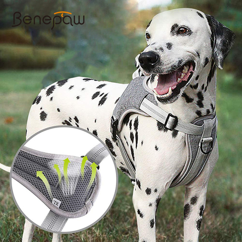 Benepaw-arnés para perros sin tirones reflectante, chaleco acolchado de malla suave ajustable para mascotas pequeñas, medianas y grandes, fácil de poner ► Foto 1/6