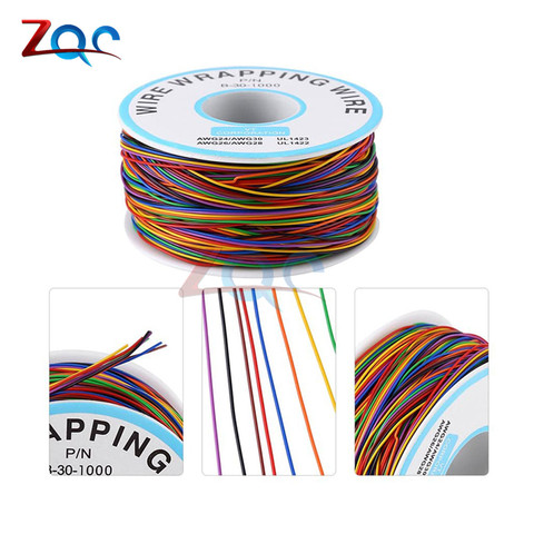 Un rollo 8 colores B-30-1000 AWG30 280M 30 AWG Alambre envolver alambre estañado cobre sólido PVC aislamiento Cable readboard Jumper ► Foto 1/6