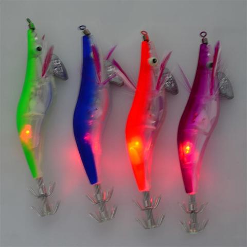 Intermitente señuelo de pesca LED luz de Flash 10cm Minnow luminosa calamar plantilla Gamba cebo noche pesca entrega de Color al azar 1PC ► Foto 1/6