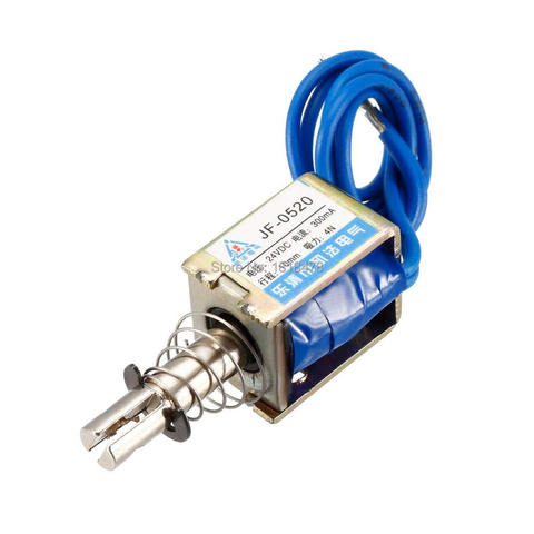 Electroimán solenoide de movimiento lineal, marco abierto, JF-0520, DC, 6V, 12V, 24V, 300MA, 4N, 10mm ► Foto 1/5