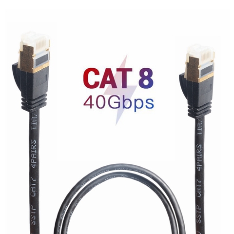 Cable Ethernet Cat8 ultradelgado, Cat 8 S/FTP, 40Gbps, 2000MHz, Cable de red RJ45 UTP, Cable de conexión Lan para ordenador portátil, enrutador, TV BOX ► Foto 1/5