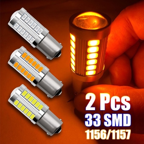 2 uds 1156/1157 33SMD 5630 5730 luz LED de reserva de apoyo para coche bombilla de freno de Motor Luz de circulación diurna 12V ► Foto 1/6