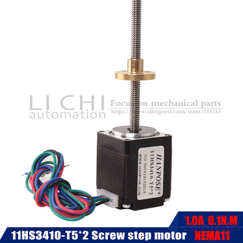 Nema11-motor paso a paso 11hs3410s-t5x2-50mm100mm con tuerca de cobre, plomo, adecuado para impresora 3D, tornillo de eje largo z ► Foto 1/6