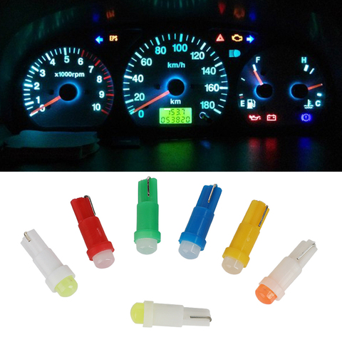 10 Uds T5 bombilla Led tablero de lámparas 1SMD W1.2W W3W coche Interior Led cuña calentamiento indicador instrumento EDE cuña azul amarillo ► Foto 1/6