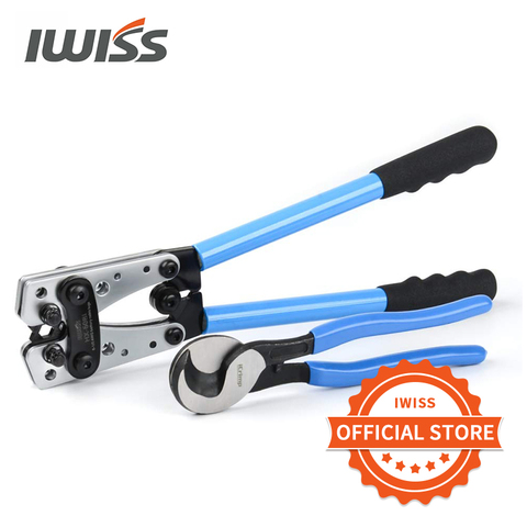 IWISS HX-50BI herramienta de engaste de terminal de Cable de batería de AWG 8- 1/0 con alicates de corte de Cable herramientas de mano crimpar la punta plana de acero al carbono ► Foto 1/6