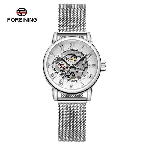 FORSINING-Reloj de pulsera para Mujer, de movimiento automático mecánico, correa de malla, mecánico, gran oferta ► Foto 1/6