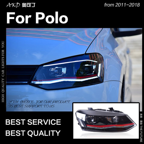 AKD estilo de coche para VW Polo faros 2011-2022 Vento faro LED de nuevo diseño de Polo DRL escondió la cabeza de la lámpara Bi Xenon Beam ► Foto 1/6