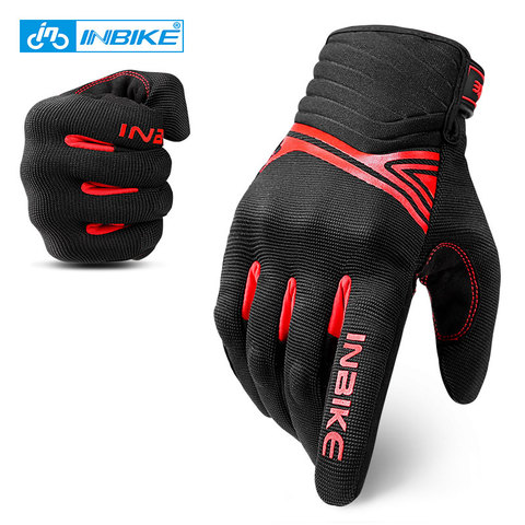 INBIKE-guantes para bicicleta resistentes a golpes para hombre, transpirables, de dedo completo para pantalla táctil, para ciclismo de montaña ► Foto 1/6