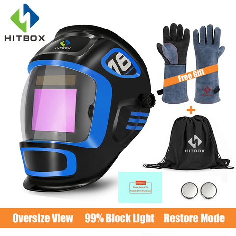 HITBOX-Máscara de Soldadura con gran vista, gafas de protección de seguridad ajustables, de Color verdadero Con sensores inteligentes, 2 años de garantía ► Foto 1/6